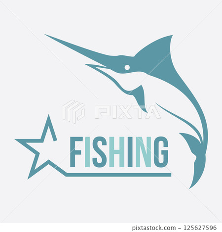 Blue marlin fishing vector logo design 125627596