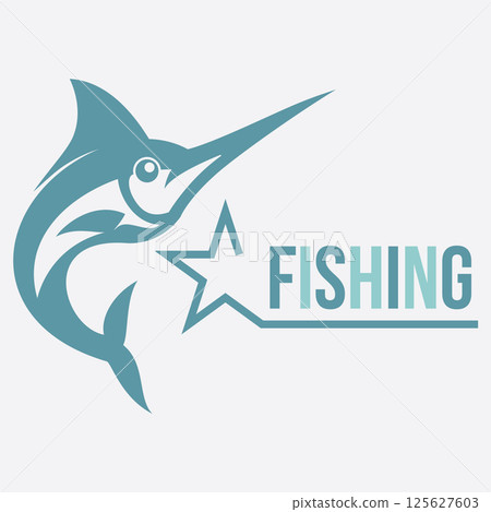 Blue marlin fishing vector logo design 125627603