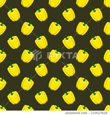 Yellow bell pepper seamless pattern in vector. 125627626