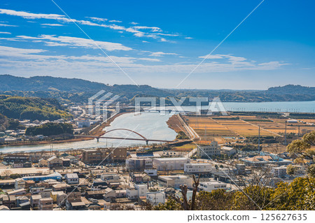 Cityscape and Miyakoda River as seen from Hosoe Park in Hamamatsu City (Shizuoka Prefecture) Cityscape and Miyakoda River as seen from Hosoe Park in Hamamatsu City (Shizuoka Prefecture) 125627635