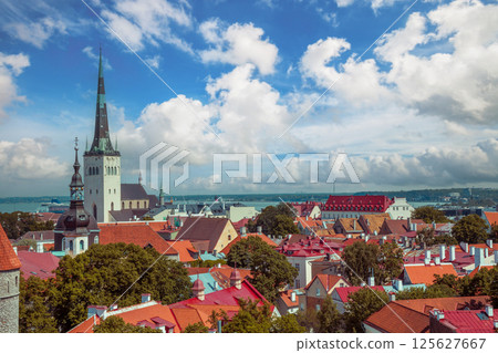 Panoramic view of Old Tallinn city, Estonia 125627667