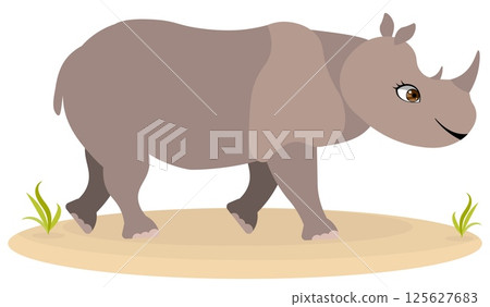 Cute zoo. Vector animals. Funny rhinoceros. Vector collection of animals. Isolated 125627683