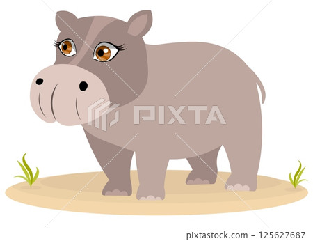 Cute zoo. Vector animals. Cute hippopotamus. Vector collection of animals. Isolated Cute zoo. Vector animals. Cute hippopotamus. Vector collection of animals. Isolated 125627687