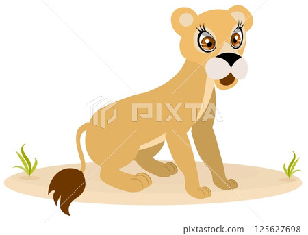 Cute zoo. Vector animals. Surprised little lion cub. Vector collection of animals. Isolated Cute zoo. Vector animals. Surprised little lion cub. Vector collection of animals. Isolated 125627698