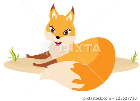 Cute zoo. Vector animals. The cute little fox is lying down. Vector collection of animals. Isolated Cute zoo. Vector animals. The cute little fox is lying down. Vector collection of animals. Isolated 125627710