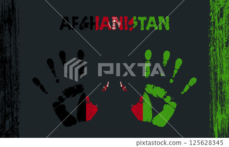 Vector flag of Afghanistan with a palm Vector flag of Afghanistan with a palm 125628345