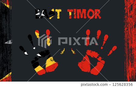 Vector flag of East Timor with a palm Vector flag of East Timor with a palm 125628356