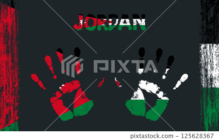 Vector flag of Jordan with a palm 125628367