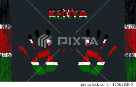 Vector flag of Kenya with a palm 125628369