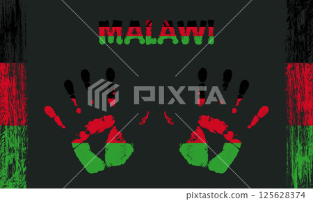 Vector flag of Malawi with a palm 125628374