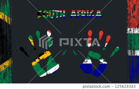 Vector flag of South Africa with a palm Vector flag of South Africa with a palm 125628383