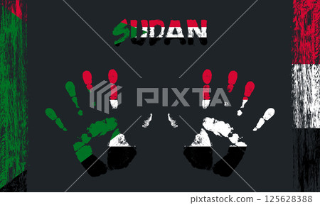 Vector flag of Sudan with a palm 125628388