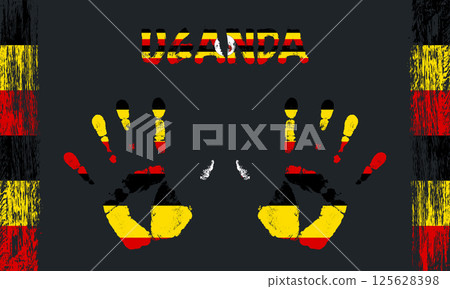 Vector flag of Uganda with a palm Vector flag of Uganda with a palm 125628398