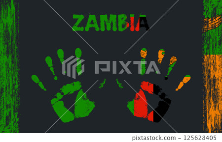 Vector flag of Zambia with a palm 125628405