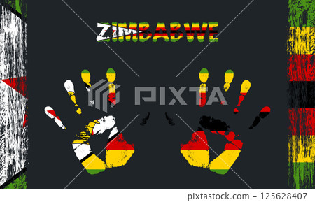 Vector flag of Zimbabwe with a palm Vector flag of Zimbabwe with a palm 125628407