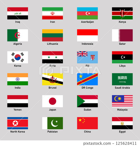 Set of flags of different asian countries in flat style. Set of flags of different asian countries in flat style. 125628411