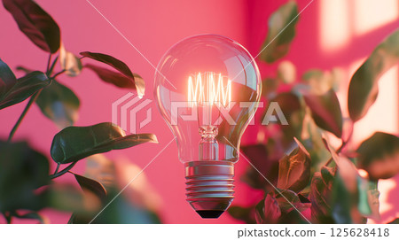 Light bulb with green plants as a concept of eco energy. 125628418