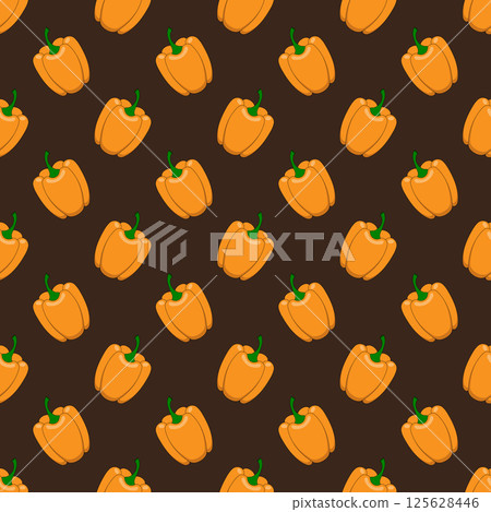 Orange paprika seamless vector pattern. 125628446