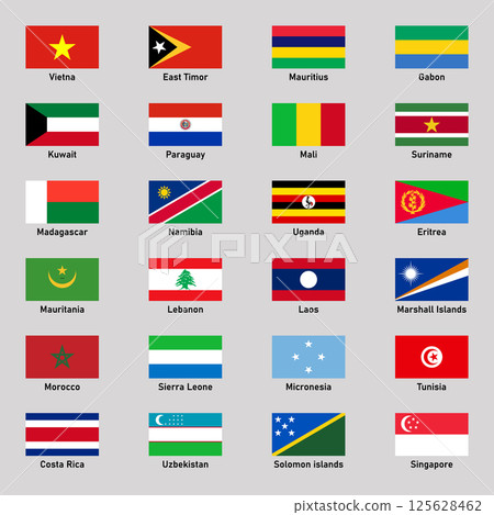 Set of flags of different regions countries in flat style. 125628462