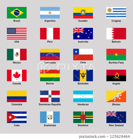 Set of flags of different american countries in flat style. Set of flags of different american countries in flat style. 125628464