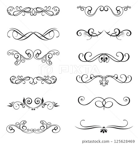 Ornate frames and scroll elements. 125628469