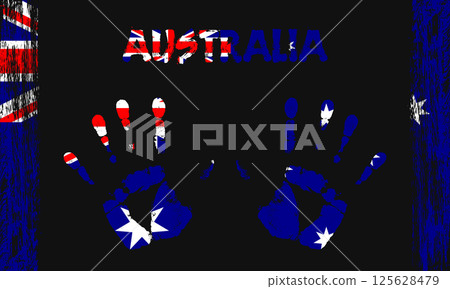 Vector flag of Australia with a palm Vector flag of Australia with a palm 125628479