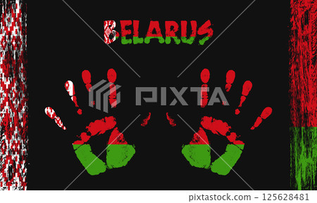 Vector flag of Belarus with a palm Vector flag of Belarus with a palm 125628481