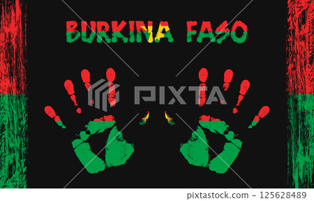 Vector flag of Burkina Faso with a palm 125628489