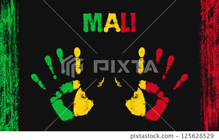 Vector flag of Mali with a palm 125628529
