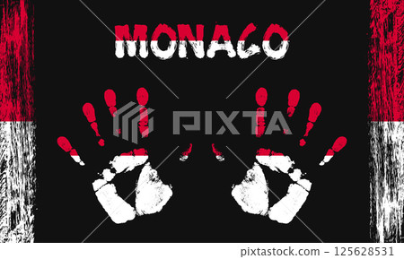 Vector flag of Monaco with a palm Vector flag of Monaco with a palm 125628531