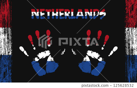 Vector flag of Netherlands with a palm 125628532