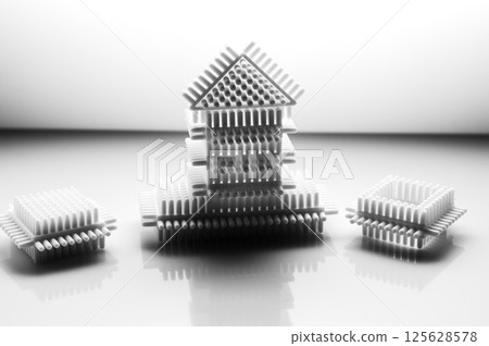 The construction set for younger children in black and white design looks restrained and stylish. The play-constructor parts stand out for their simplicity and functionality. 125628578