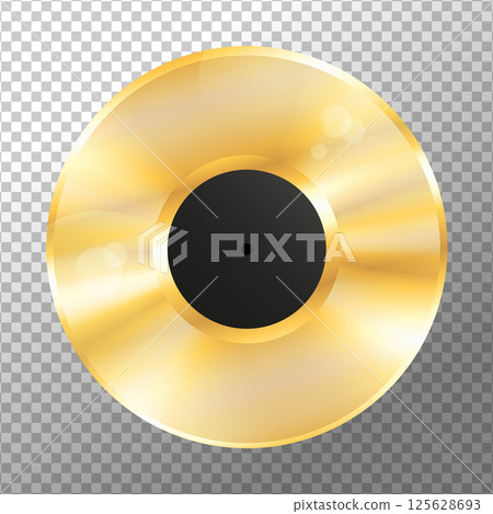 Shiny golden vinyl record isolated on transparent background. Vector illustration 125628693