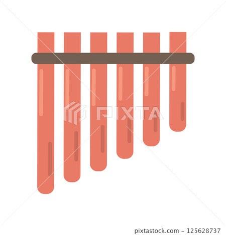 Pan flute cartoon icon flat. Vector Pan flute cartoon icon flat. Vector 125628737