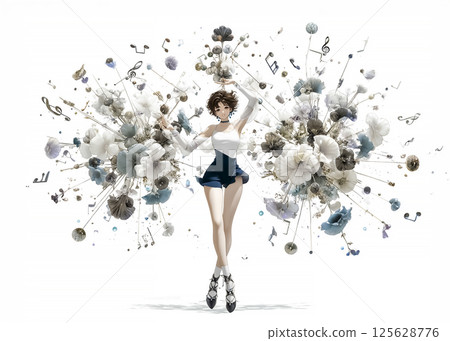 Illustration material of a singing sound fairy 125628776