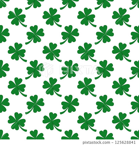 Vector seamless pattern of hand drawn doodle sketch green shamrock clover isolated on white background. 125628841