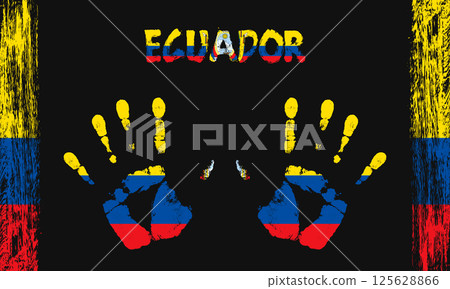 Vector flag of Ecuador with a palm Vector flag of Ecuador with a palm 125628866