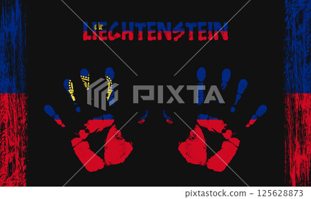 Vector flag of Liechtenstein with a palm 125628873