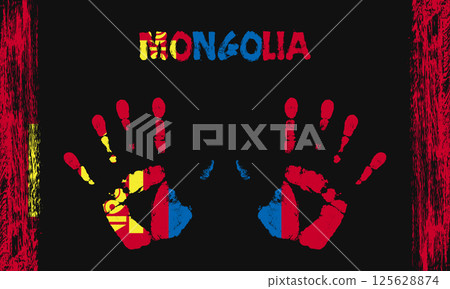 Vector flag of Mongolia with a palm Vector flag of Mongolia with a palm 125628874