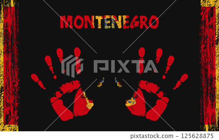 Vector flag of Montenegro with a palm Vector flag of Montenegro with a palm 125628875