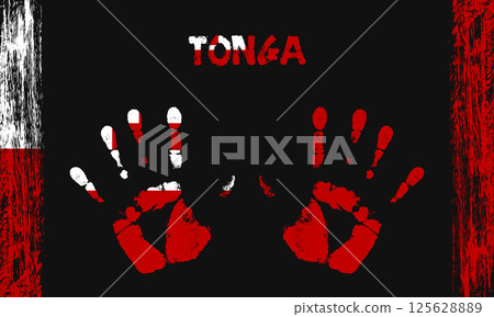 Vector flag of Tonga with a palm Vector flag of Tonga with a palm 125628889