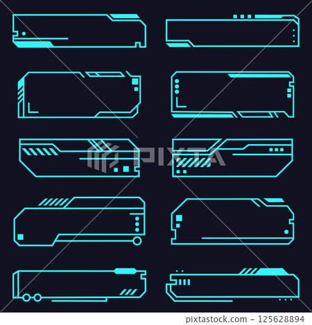 Holographic hud user interface elements, high tech bars and frames. Holographic hud user interface elements, high tech bars and frames. 125628894