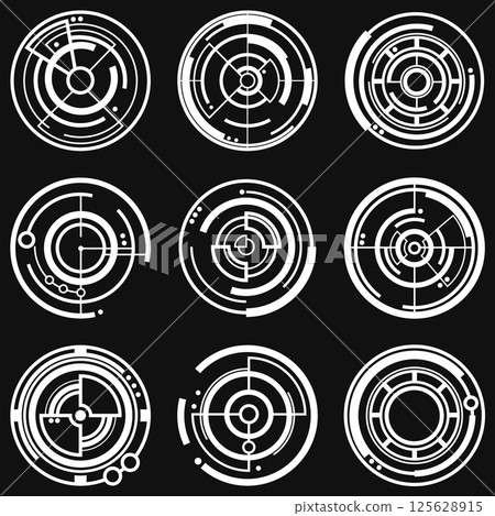 Set of geometric shapes trendy halftone vector geometric shapes. 125628915