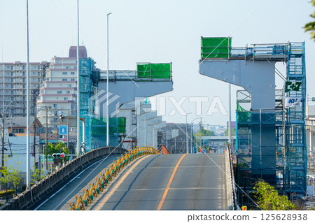 Monorail extension construction Monorail extension construction 125628938