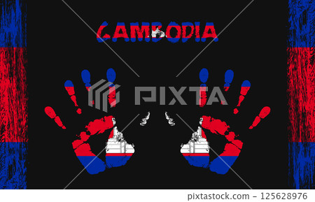 Vector flag of Cambodia with a palm Vector flag of Cambodia with a palm 125628976