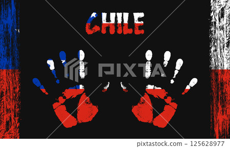 Vector flag of Chile with a palm Vector flag of Chile with a palm 125628977