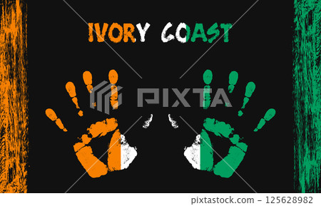Vector flag of Ivory Coast with a palm Vector flag of Ivory Coast with a palm 125628982