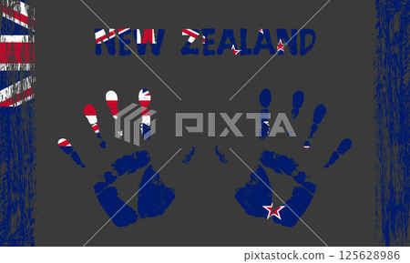 Vector flag of New Zealand with a palm Vector flag of New Zealand with a palm 125628986