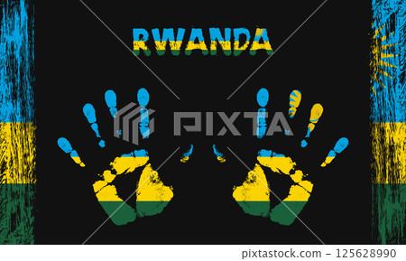 Vector flag of Rwanda with a palm Vector flag of Rwanda with a palm 125628990