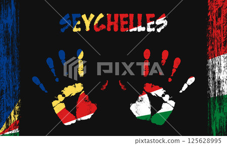 Vector flag of Seychelles with a palm 125628995